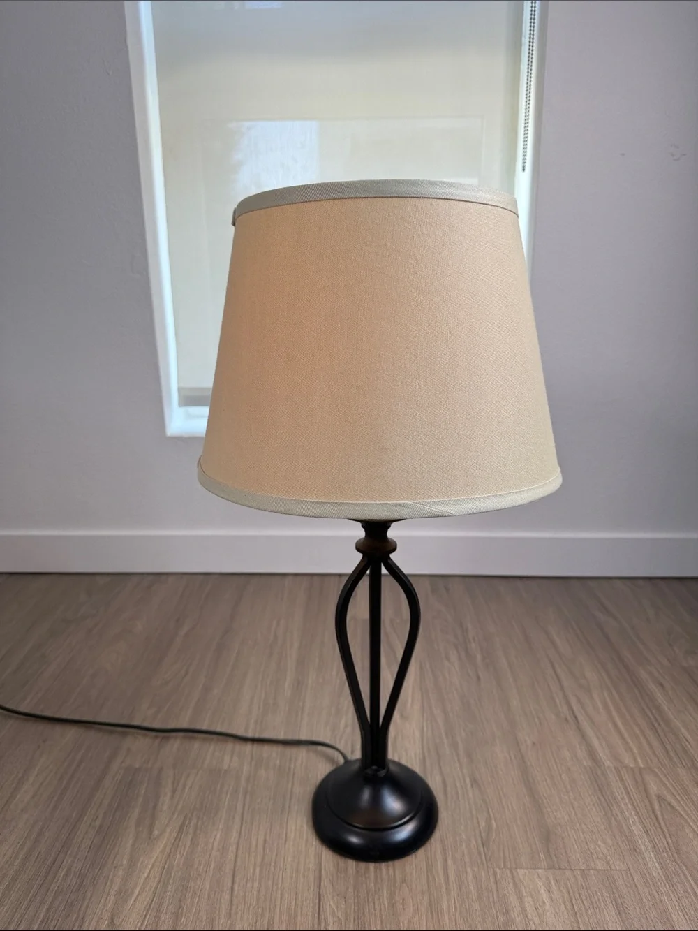 Classic Cream Table Lamp with Black Dark Brass Metal Base